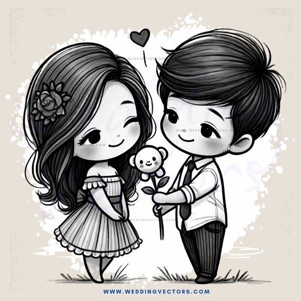 an adorable couple in a field