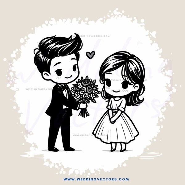 a young couple on their wedding day