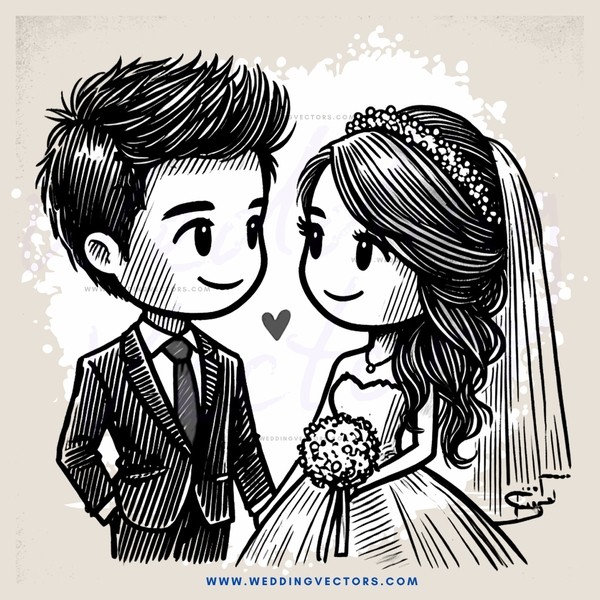 a couple in black and white with hearts