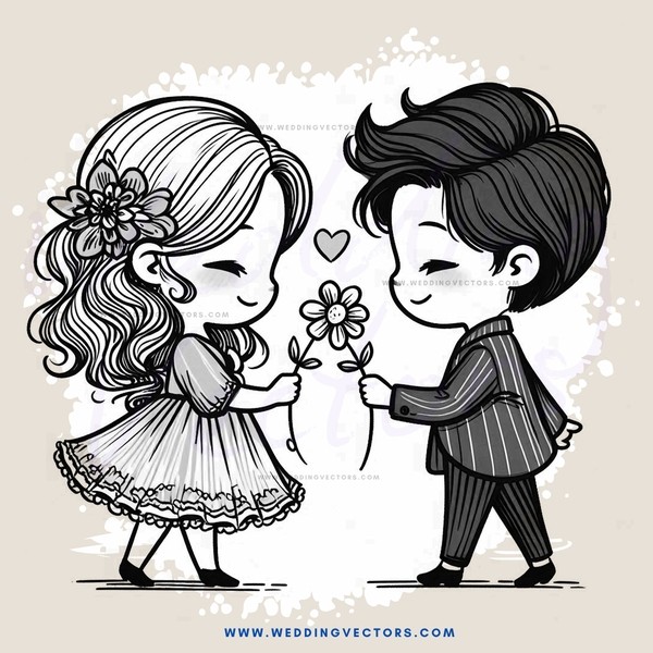 two people exchanging flowers