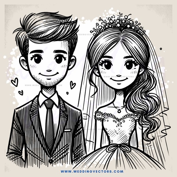 a man and woman in wedding attire