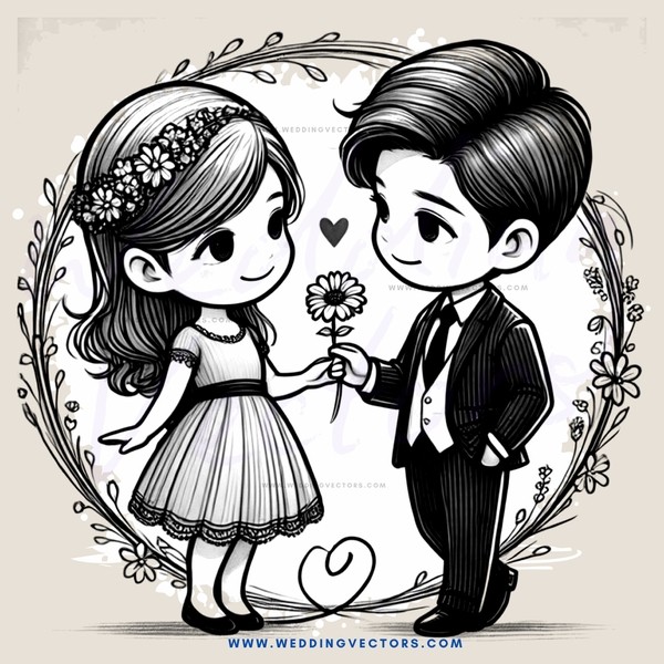 boy and girl holding flower
