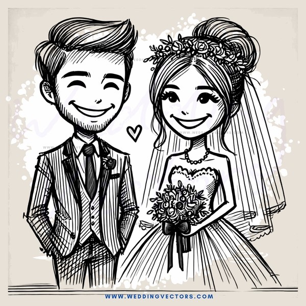 the newlyweds are posing for their picture