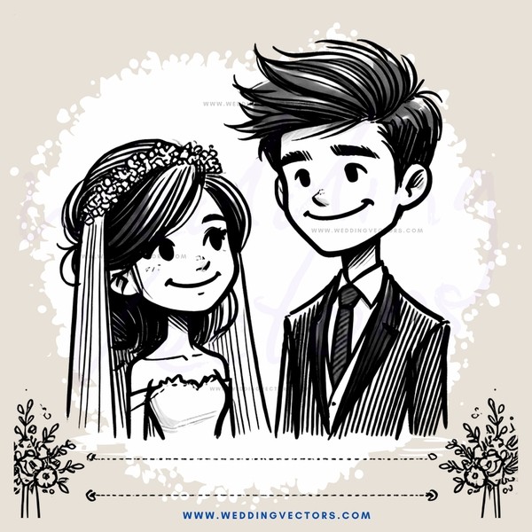 wedding picture with happy couple