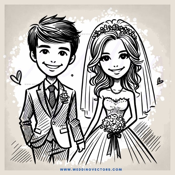 a couple in black and white wedding attire