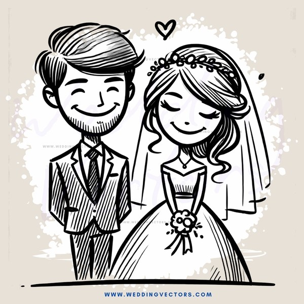 the newlyweds in their wedding attire