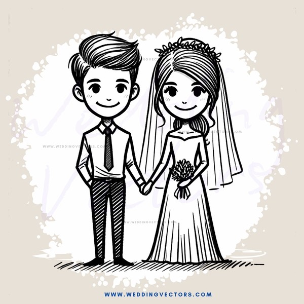 a couple holding hands in wedding attire