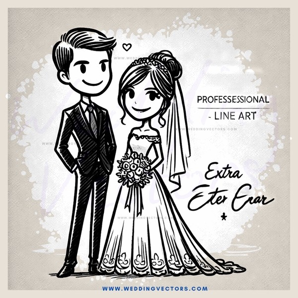 clip art - wedding bride & groom