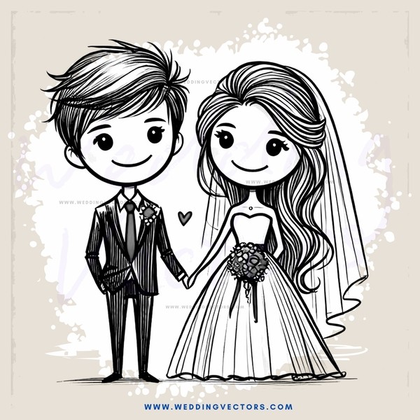 a newlywed couple posing for a picture