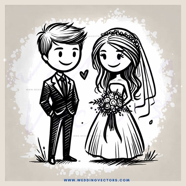 a boy and girl on their wedding day