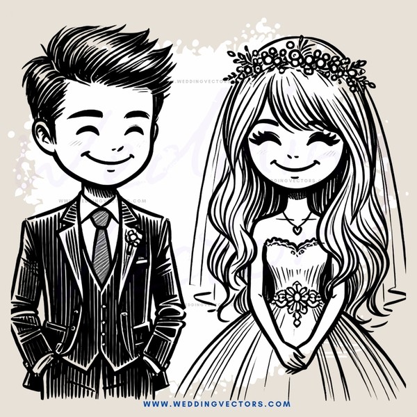 black and white picture of groom and bride