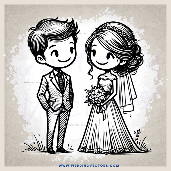 wedding bride and groom in grass field