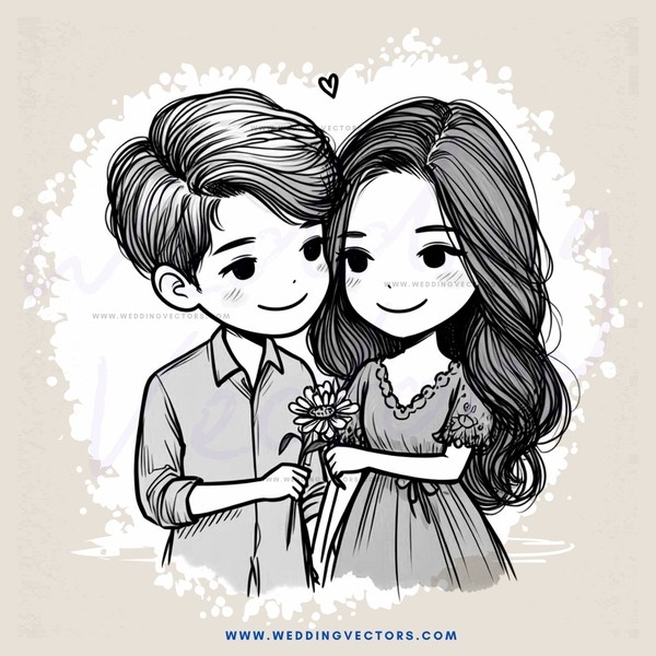 boy and girl holding flowers