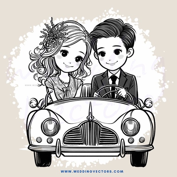 a couple in a car, driving away from each other