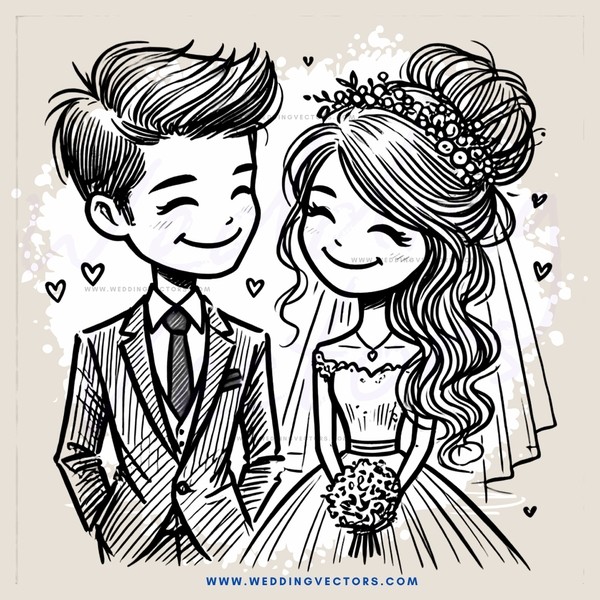 smiling couple on their wedding day