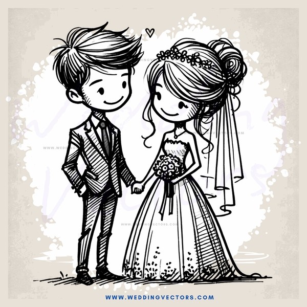 wedding couple standing together with rings