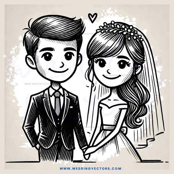 a wedding animation in black and white
