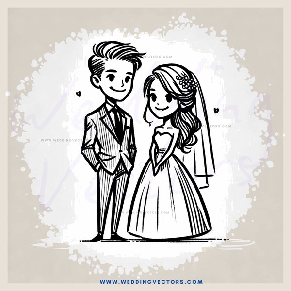 a bride and groom in formal attire posing for their wedding picture