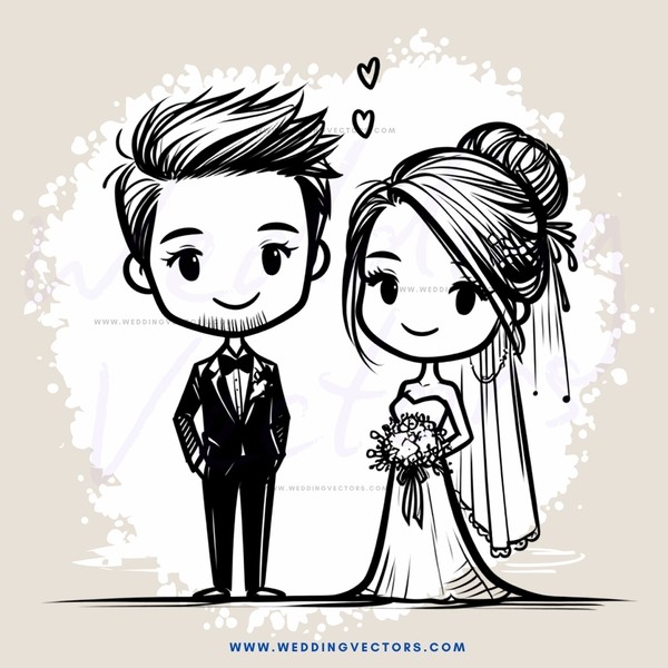 groom and bride in black and white wedding picture