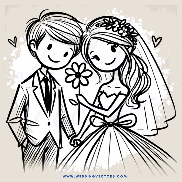 a wedding couple in black and white