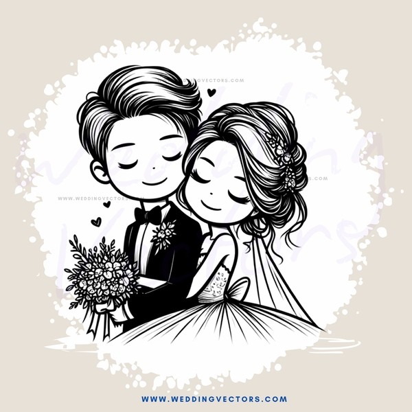 a man and woman on their wedding day