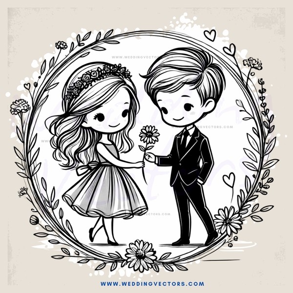 a couple holding hands and flowers