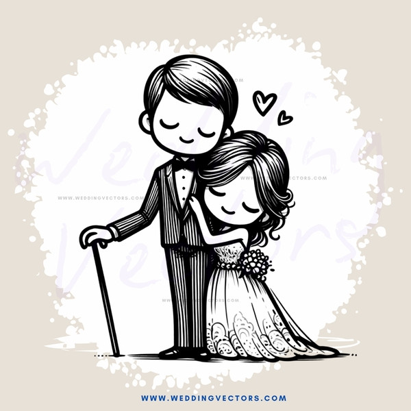 a man and woman in wedding attire