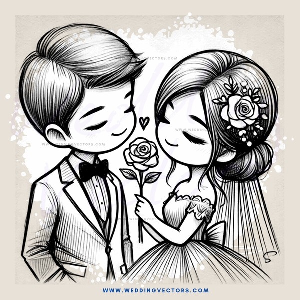 a boy and girl with roses