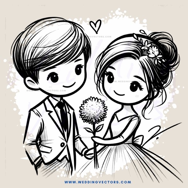 a boy and girl holding a flower together