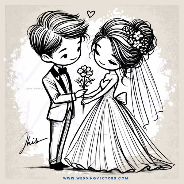 a man and woman on their wedding day