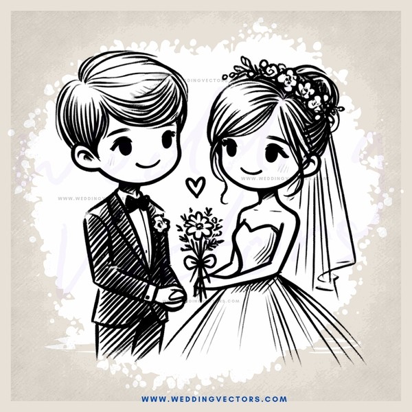 a young couple exchanging wedding rings and flowers