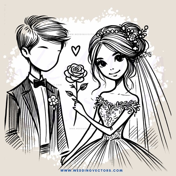 a wedding portrait in black and white
