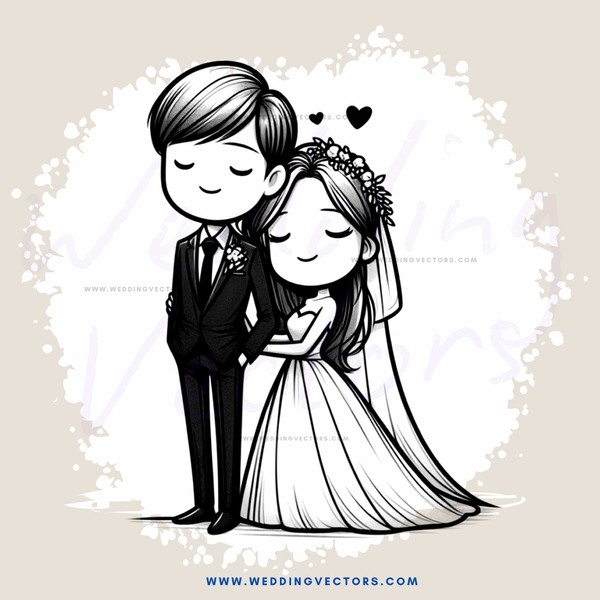 a bride and groom in love