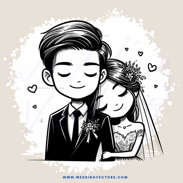 wedding portrait in black and white
