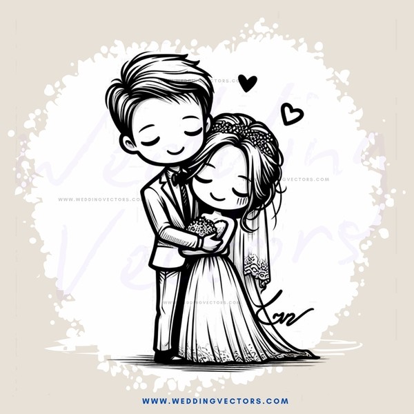 a wedding couple hugging