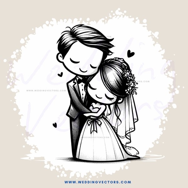 wedding couple hugging in love