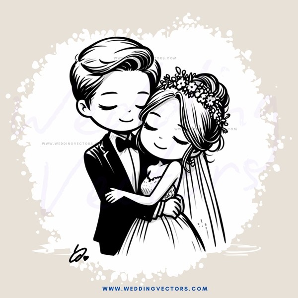 a couple embracing in wedding attire