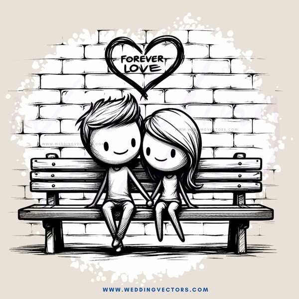 a heartfelt black and white illustration of two people sharing a bench