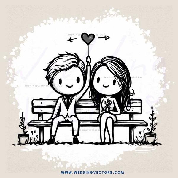 two people sitting on a bench holding hands and posing for a picture