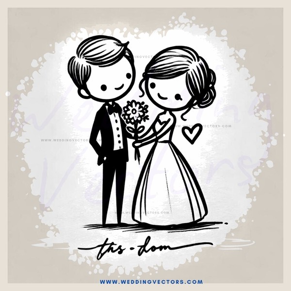 wedding couple posing for picture with flowers