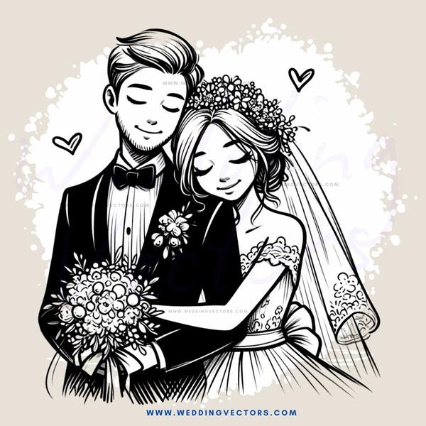 a couple hugging and holding flowers