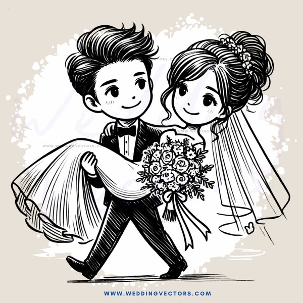 groom and bride carrying bouquet in pocket