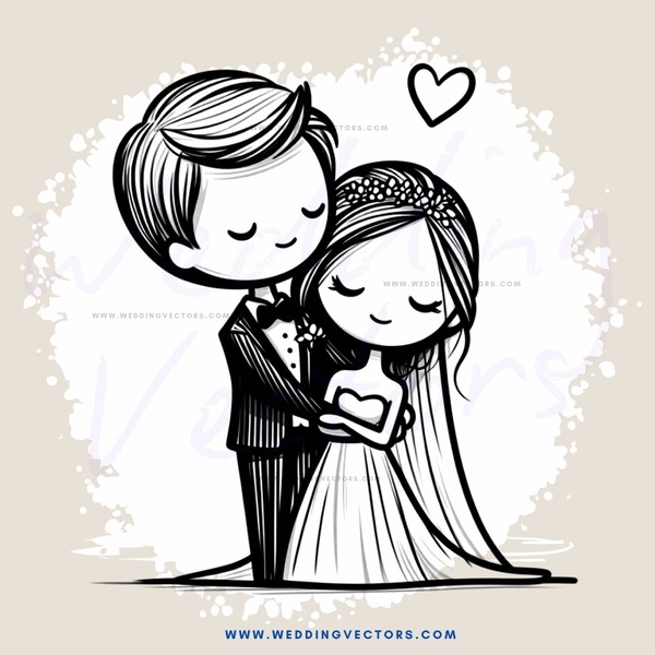 a bride and groom hugging