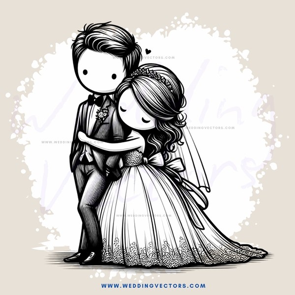 a bride and groom hugging in black and white