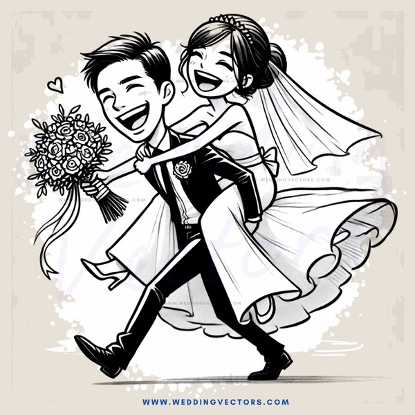 a happy bride and groom
