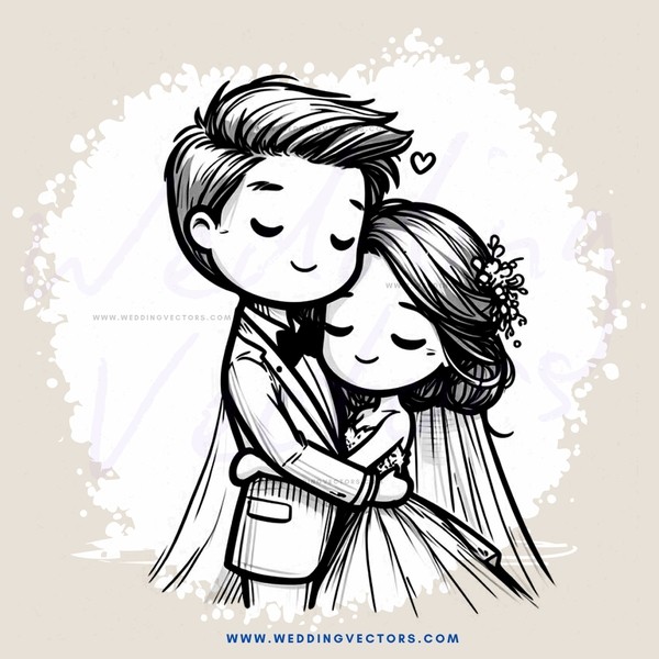 a couple hugging with an emblem above their heads