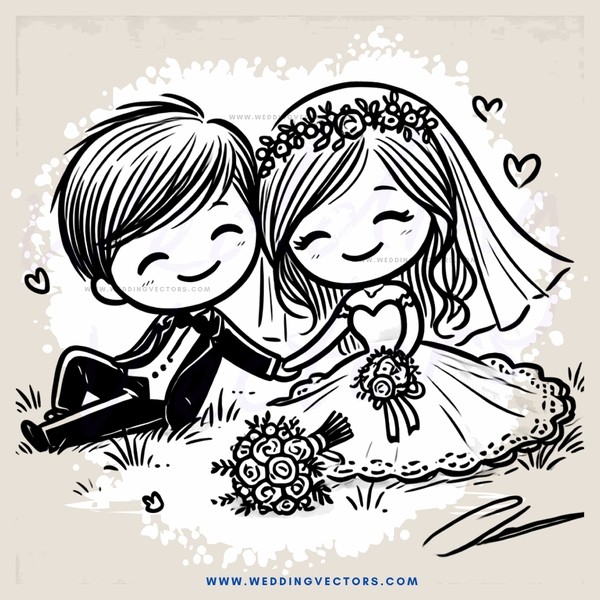a happy couple on their wedding day