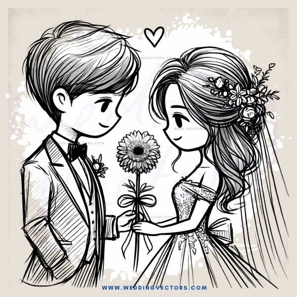 boy and girl holding flower, with sunflower