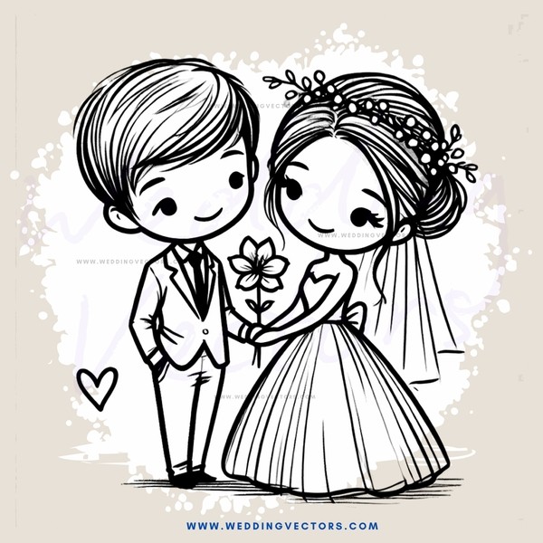 a boy and girl holding flowers
