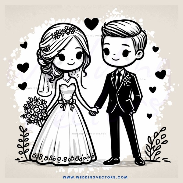 a wedding animation poster in black and white